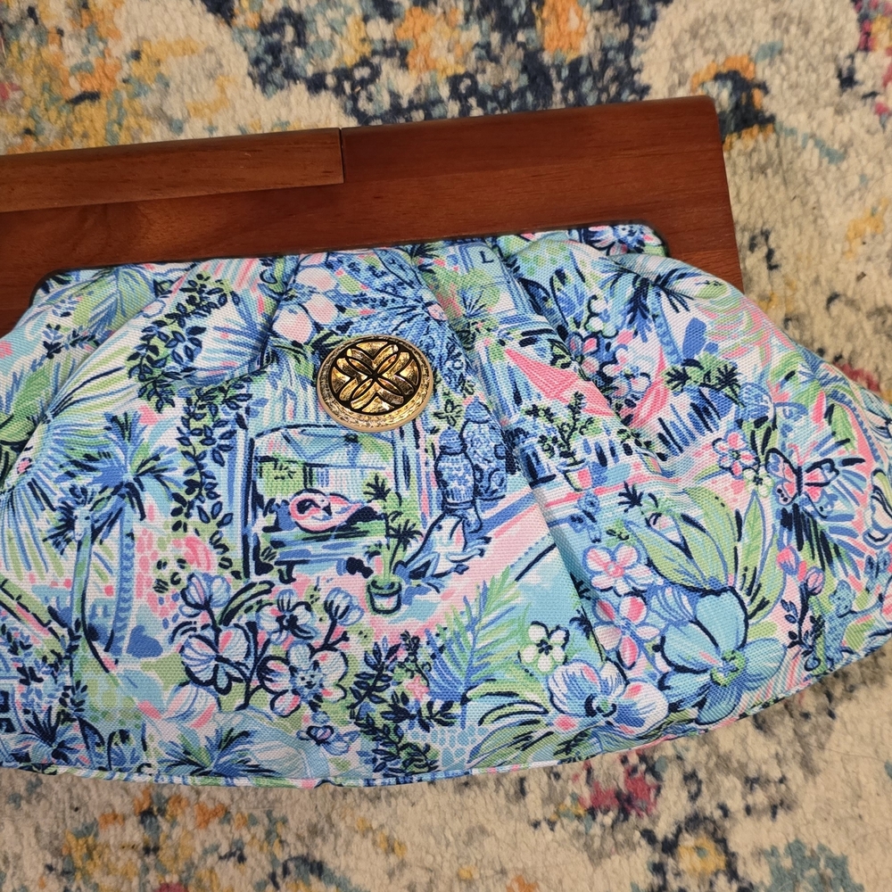 Lilly Floral Blue Clutch Bag